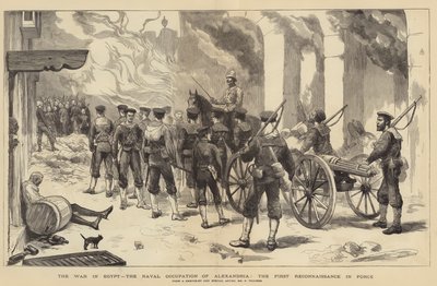 エジプト戦争、アレクサンドリアの海軍占領、最初の武力偵察 作： Frederic Villiers